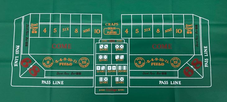 Craps Layout: 3ft x 6ft, Home-Style (Felt) main image